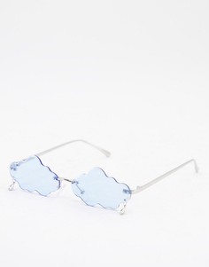 Модные голубые очки без оправы в форме облаков с подвеской-капелькой ASOS DESIGN-Голубой
