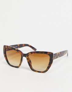 Квадратные солнцезащитные очки в черепаховой оправе Selected Femme-Коричневый цвет