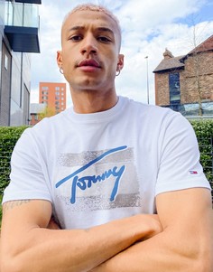 Белая футболка с логотипом в виде выцветшего флага и надписью Tommy Jeans-Белый