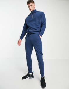 Синий спортивный костюм в стиле oversized со свитшотом на короткой молнии и зауженными джоггерами ASOS DESIGN-Голубой