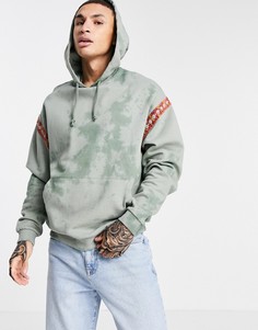 Oversized-худи зеленого цвета с принтом тай-дай и ажурной отделкой от комплекта ASOS DESIGN-Зеленый цвет