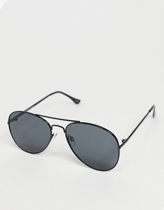 Черные солнцезащитные очки-авиаторы с надбровной планкой Selected Homme-Черный