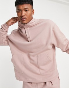 Розовый oversized-свитшот с отделкой на воротнике от комплекта ASOS DESIGN-Розовый цвет