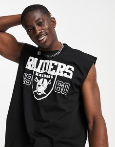 Oversized-футболка без рукавов с принтом "Raiders" спереди ASOS DESIGN-Черный