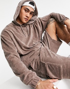 Махровое меланжевое худи в стиле oversized от комплекта ASOS DESIGN-Нейтральный