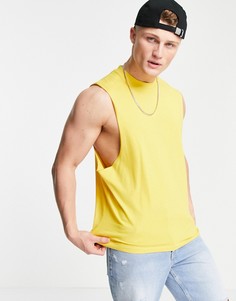 Желтая органическая футболка без рукавов с глубокими проймами ASOS DESIGN-Желтый