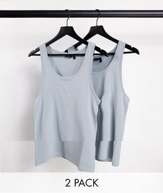 2 обтягивающие майки из органического хлопка ASOS DESIGN-Многоцветный