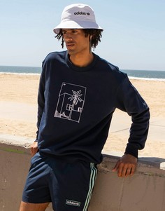 Темно-синий oversized-свитшот с графическим рисунком adidas Originals Summer Club