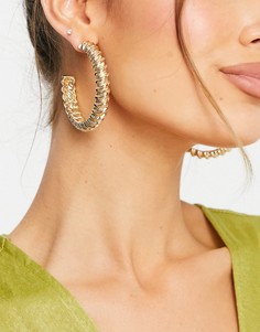 Золотистые серьги-кольца с фактурной витой отделкой ASOS DESIGN-Золотистый
