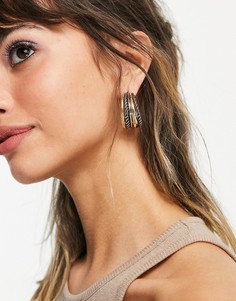 Серьги-кольца с перекрученным дизайном из металла разных цветов ASOS DESIGN-Многоцветный