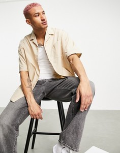 Светло-бежевая рубашка в стиле extreme oversized с рукавами до локтя ASOS DESIGN-Нейтральный
