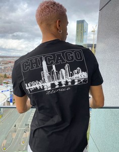 Черная футболка из органического хлопка с принтом "Chicago" ASOS DESIGN-Черный