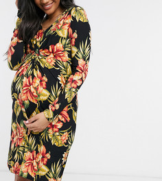 Платье мини с цветочным принтом и отделкой узлом Mamalicious Maternity-Многоцветный Mama.Licious