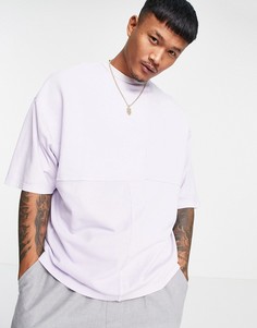 Сиреневая oversized-футболка с фактурными вставками ASOS DESIGN-Фиолетовый цвет