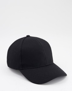 Черная бейсболка с вафельной фактурой ASOS DESIGN-Черный