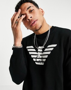 Черный джемпер с крупным логотипом Emporio Armani