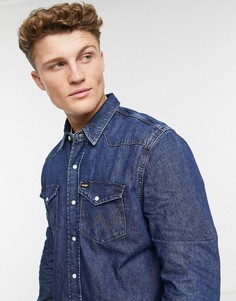 Темно-синяя джинсовая рубашка в стиле вестерн Wrangler-Темно-синий