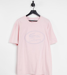 Розовая футболка с логотипом-печатью Lacoste-Розовый цвет