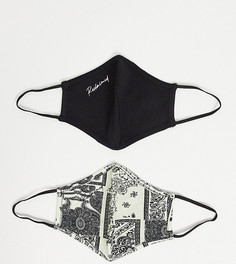 Набор из 2 масок для лица черного цвета с принтом в стиле банданы Reclaimed Vintage Inspired-Многоцветный