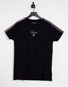 Черная футболка с рукавами реглан SikSilk-Черный