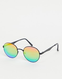 Круглые солнцезащитные очки с радужными зеркальными стеклами ASOS DESIGN-Многоцветный