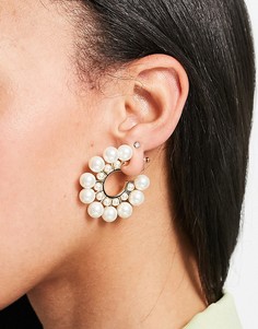 Золотистые серьги-кольца с жемчужинами ASOS DESIGN-Золотистый
