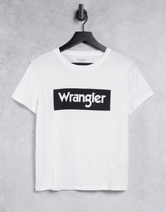 Белая футболка классического кроя с логотипом в прямоугольнике Wrangler-Белый