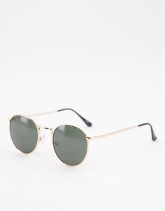 Круглые солнцезащитные очки в золотистой оправе Selected Homme-Золотистый