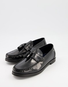 Черные кожаные строгие пенни-лоферы с подвесками-кисточками Ben Sherman-Черный