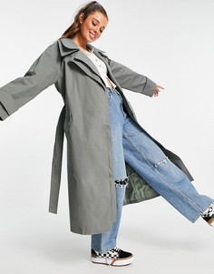 Темно-серый двухслойный тренч ASOS DESIGN