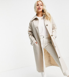 Светло-бежевый длинный тренч ASOS DESIGN Petite-Белый