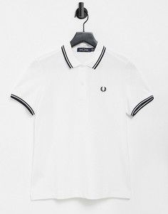 Белая футболка-поло с отделкой двойным кантом Fred Perry-Белый