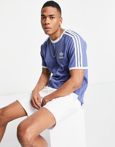 Синяя футболка с полосками adidas Originals-Голубой