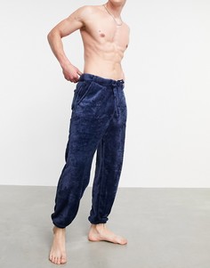 Темно-синие флисовые джоггеры для дома ASOS DESIGN-Темно-синий
