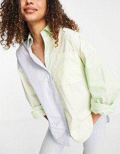 Зеленая oversized-рубашка в стиле колор-блок ASOS DESIGN-Многоцветный