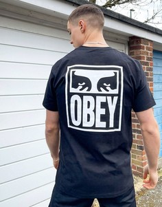 Черная футболка с графическим принтом глаз на спинке Obey-Черный