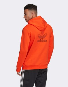 Худи оранжевого цвета с принтом на спине adidas Originals-Оранжевый цвет