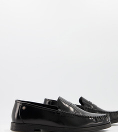 Черные строгие кожаные пенни-лоферы для широкой стопы Ben Sherman-Черный