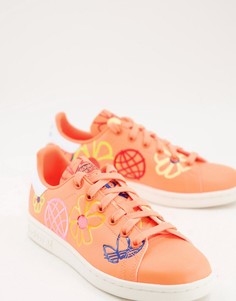 Оранжевые кроссовки со сплошным графическим принтом adidas Originals Sustainable Stan Smiths-Оранжевый цвет