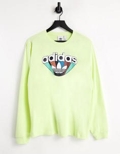 Желтый лонгслив с принтом adidas Originals