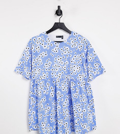 Свободный двухслойный топ для кормления с цветочным принтом ASOS DESIGN Maternity-Голубой