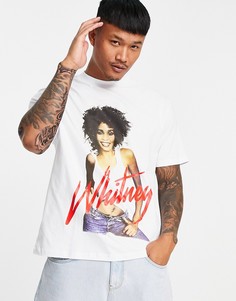 Белая свободная футболка с принтом Уитни Хьюстон ASOS DESIGN-Белый