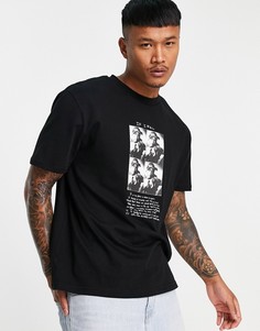Черная футболка с принтом Тупака ASOS DESIGN-Черный