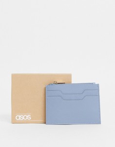 Голубая кожаная кредитница на молнии ASOS DESIGN-Голубой