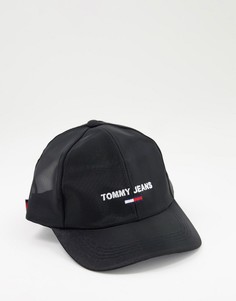 Черная бейсболка с сетчатой вставкой и логотипом-флагом Tommy Jeans-Черный
