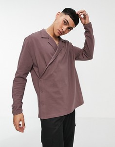 Трикотажная свободная рубашка выбеленного коричневого цвета ASOS DESIGN-Коричневый цвет