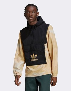 Ветровка с кремовым камуфляжным принтом adidas Originals-Черный