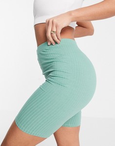Леггинсы-шорты шалфейно-зеленого цвета в рубчик ASOS DESIGN-Зеленый цвет