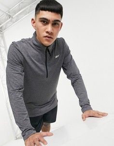 Серый лонгслив из технологичного материала на короткой молнии 1/4 Reebok Training Activchill