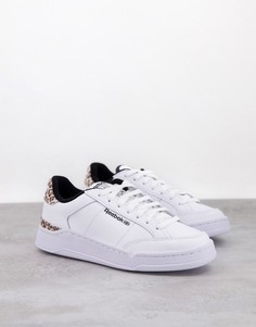 Белые кроссовки с леопардовым принтом на заднике Reebok AD Court-Белый